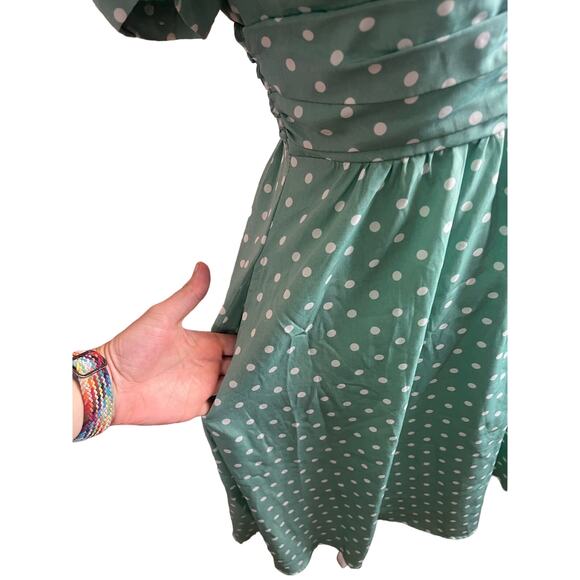 Mikarose Mint with White Polka Dots Short Sleeve Dress - Women's Size XS - Picture 4 of 10
